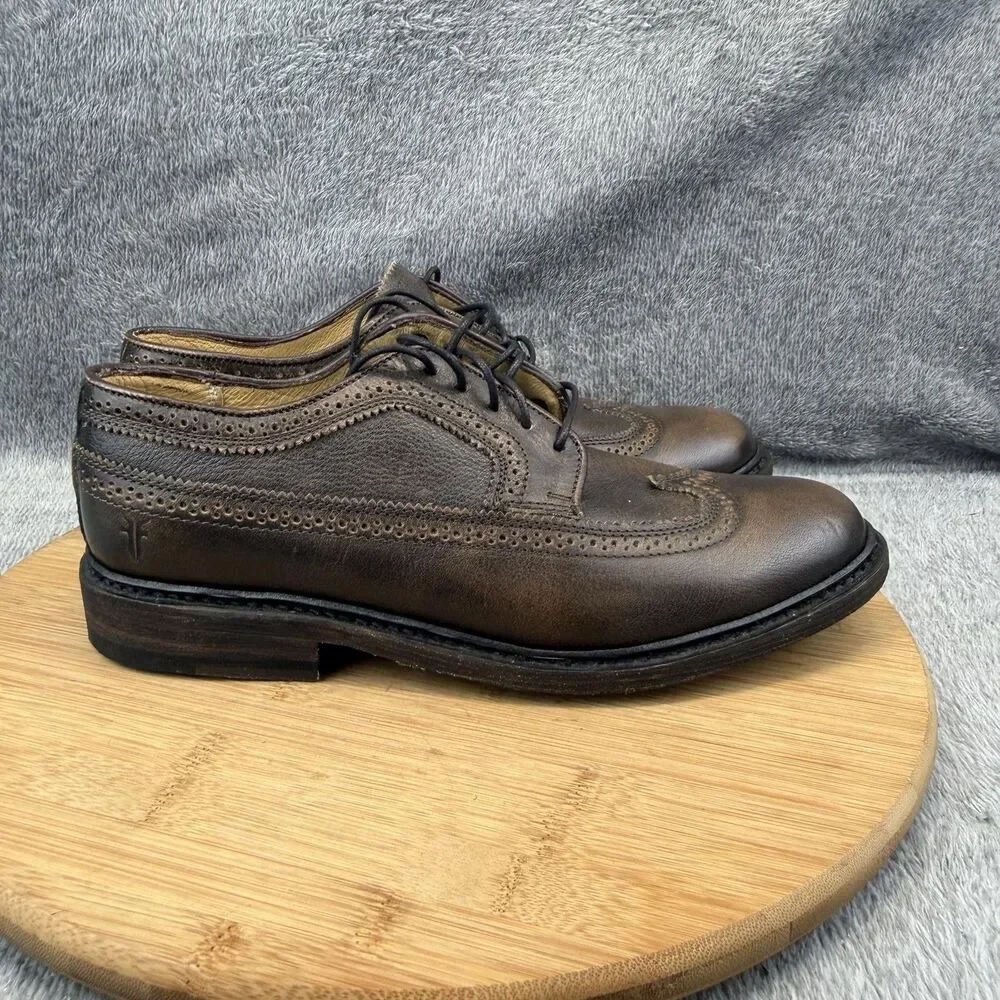 Frye Shoes Mens Size 8.5 B Brown Leather Wingtip Brogue Oxford Dress 4001